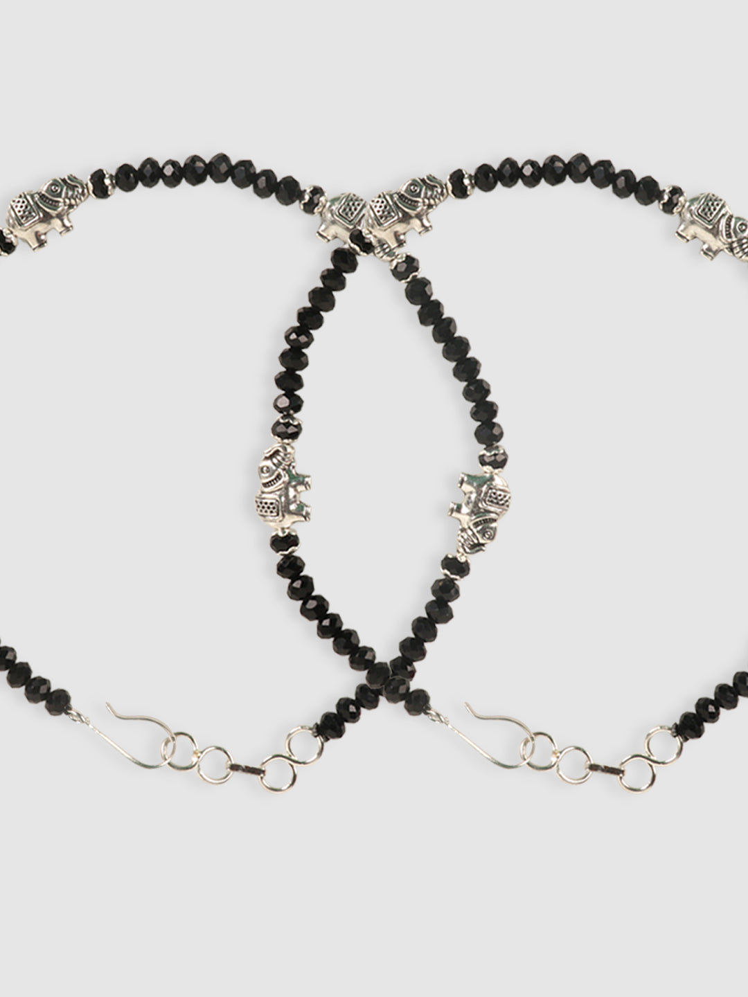 Black Silver-Plated Exclusive Anklet