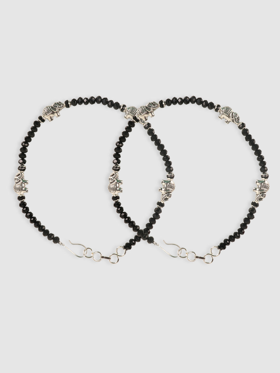 Black Silver-Plated Exclusive Anklet