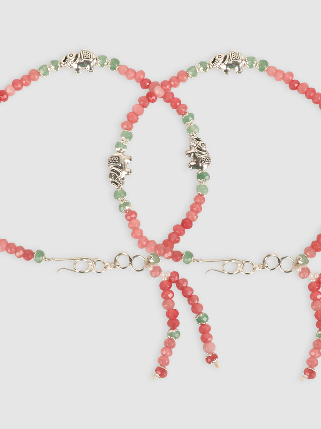 Stylish Sleek Pink & Silver-Toned Exclusive Designed Bead Anklets