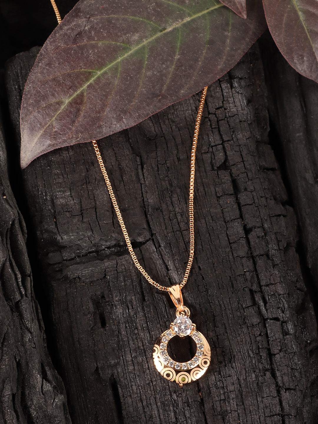 Gold-Plated & White Pendant With Chain