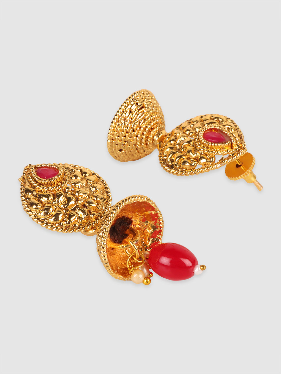 Gold Plated Off White Pearl String AD Studded Jewellery Set