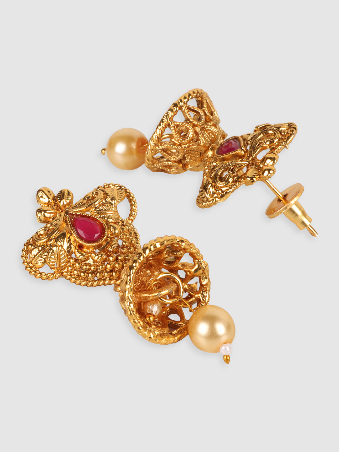Gold-Plated Off White & Pink Jewellery Set