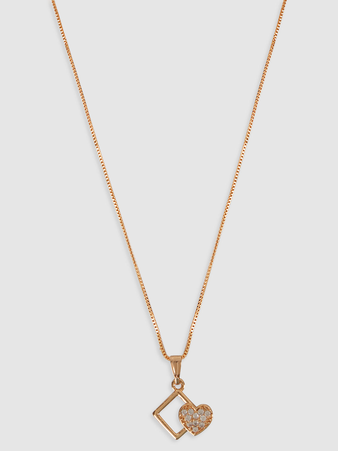 Gold-Plated Stone Studded Pendant With Chain