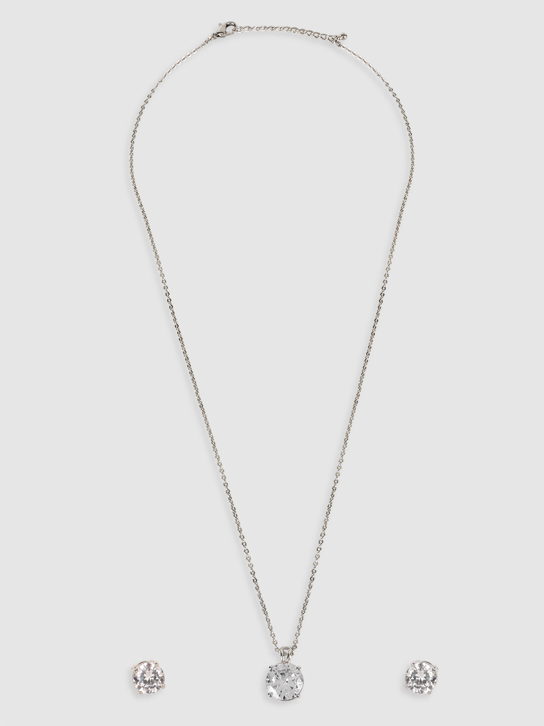 Silver-Plated Stone Studded Pendant With Chain