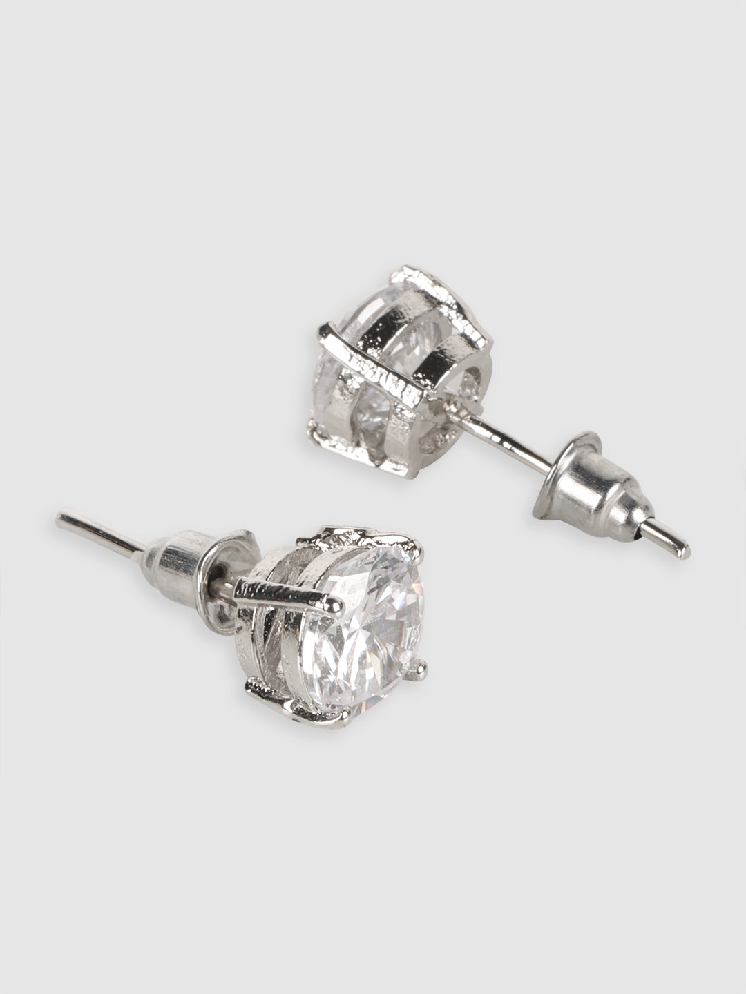 Silver-Plated Stone Studded Pendant With Chain