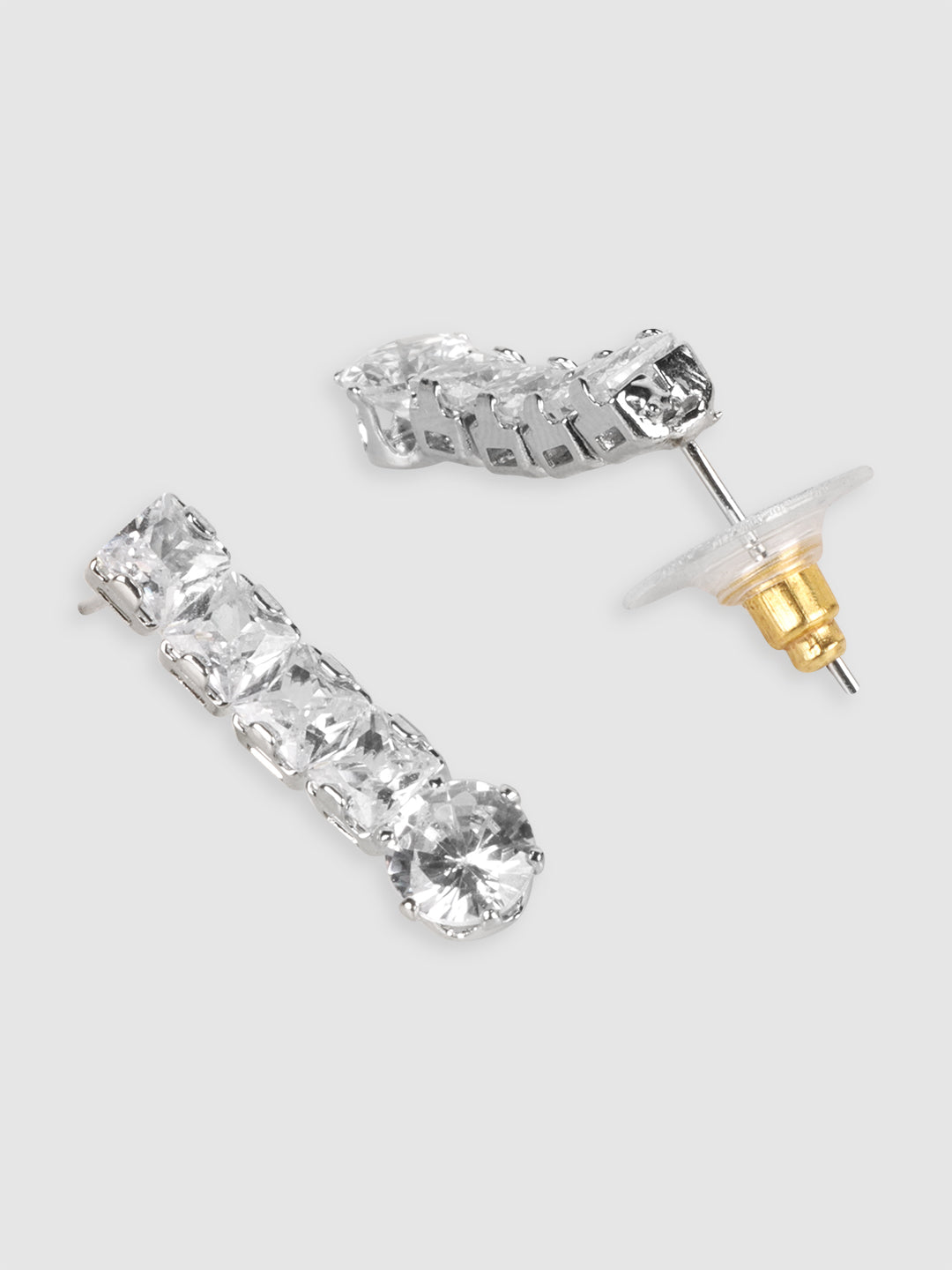 Women Silver-Plated White AD Stone Studded Jewellery Set