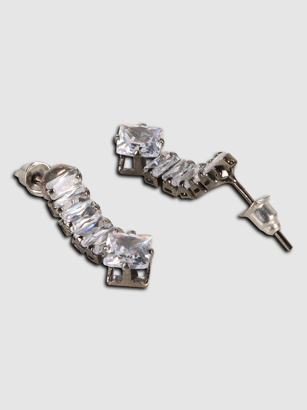 Silver-Plated White & Pink AD-Studded Jewellery Set