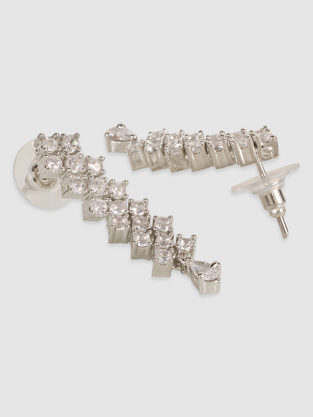 Silver-Plated & White AD-Studded Jewellery Set