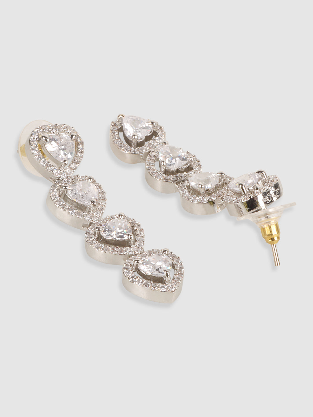 Silver Plated White AD Stone Studded Jewellery Set