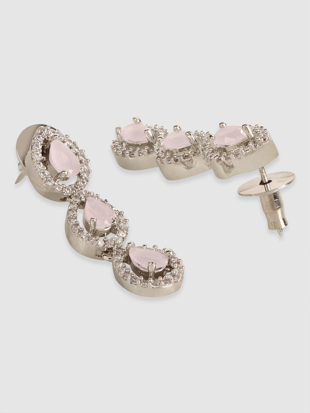 Silver-Plated & White AD-Studded Jewellery Set