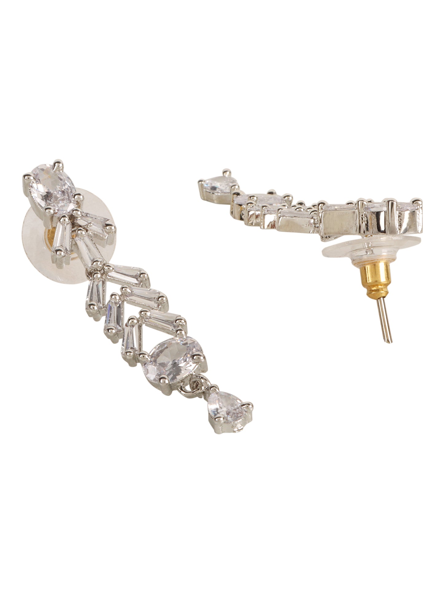 Silver-Plated White AD Stone Studded Handcrafted Jewellery Set