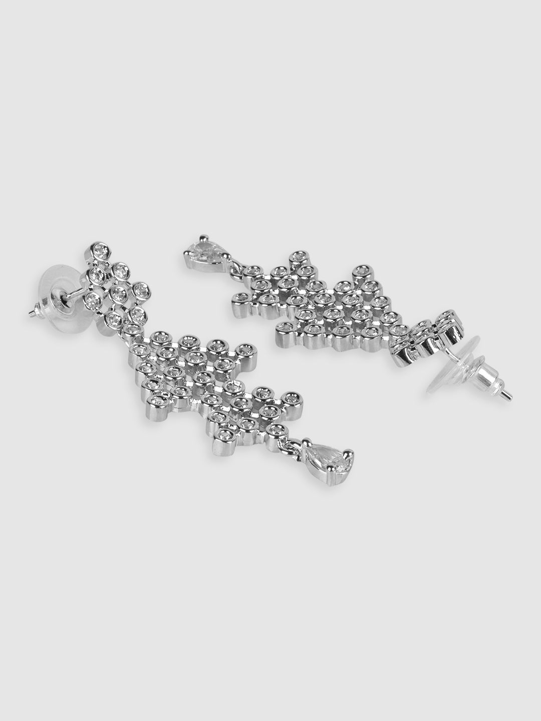 Silver-Plated & White Stone-Studded Jewellery Set