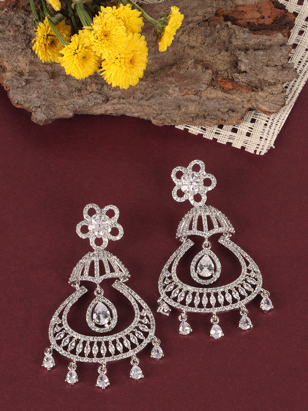 White Floral Drop Earrings