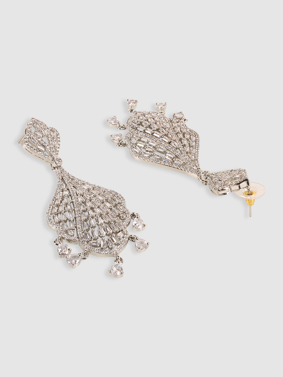 Silver and White Contemporary Drop Earrings