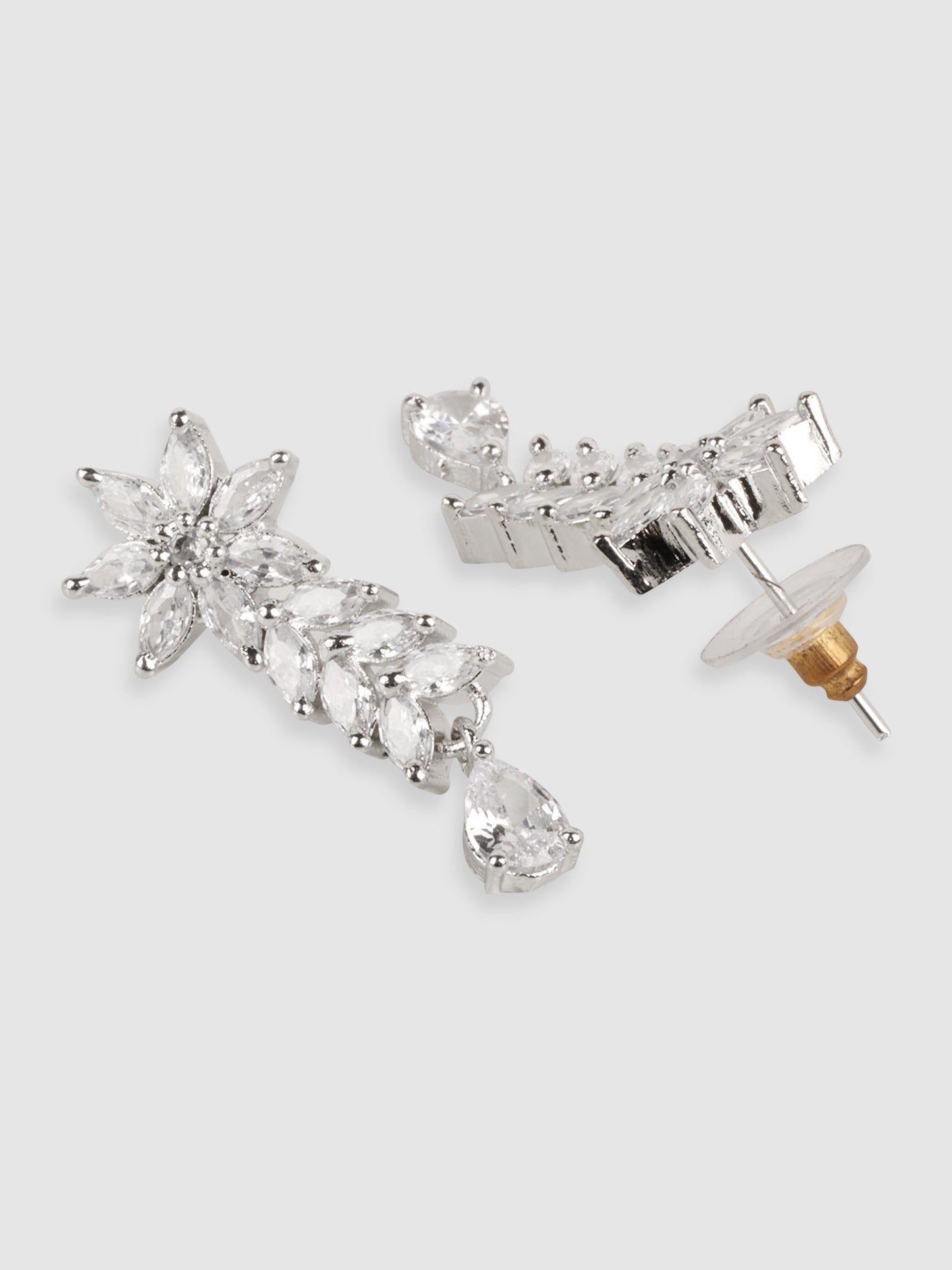 Silver-Plated White AD Studded Jewellery Set