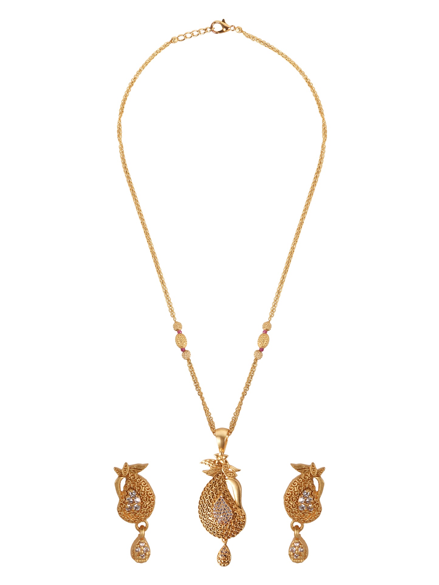 Gold-Plated CZ Stone Studded Jewellery Set