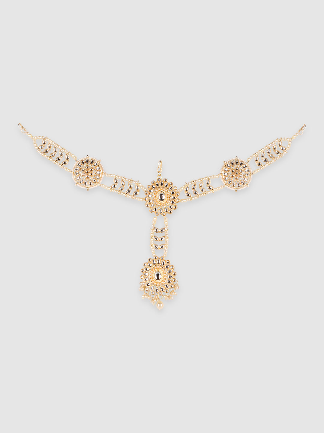 Gold Plated White & Kundan Stone Studded Maathapati