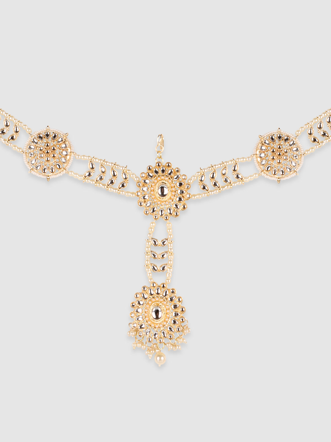 Gold Plated White & Kundan Stone Studded Maathapati