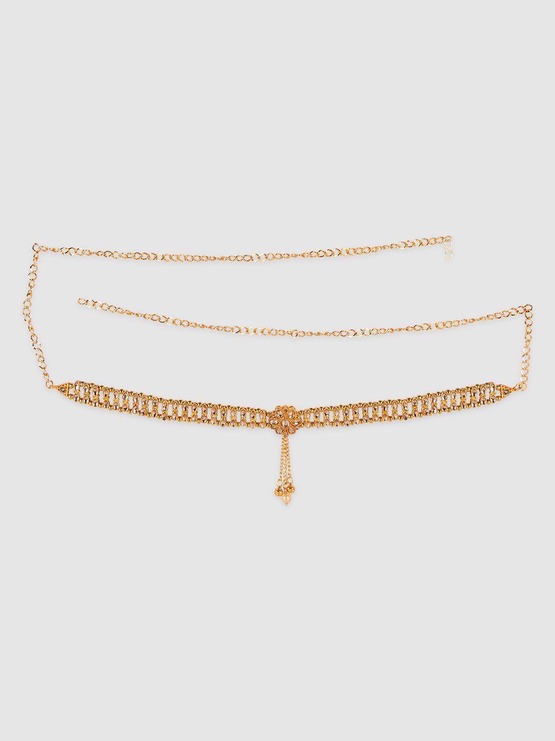 Women Gold-Plated White Kundan-Studded Waist Chain