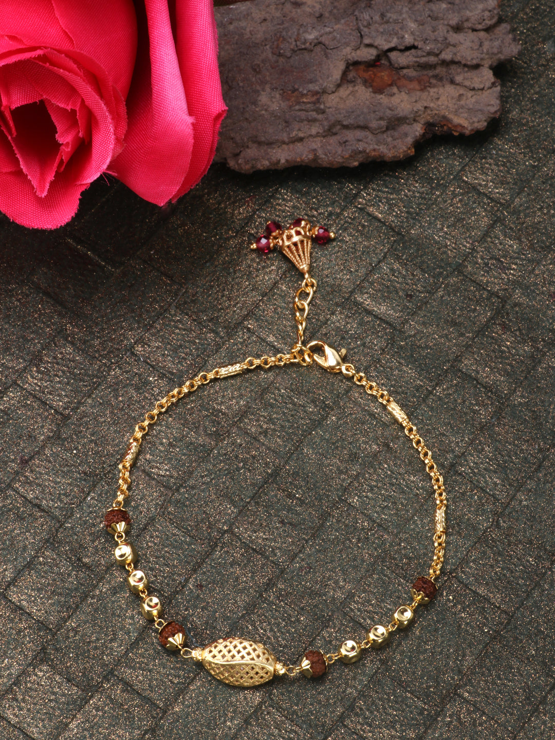 Women Gold-Toned & Brown Gold-Plated Charm Bracelet