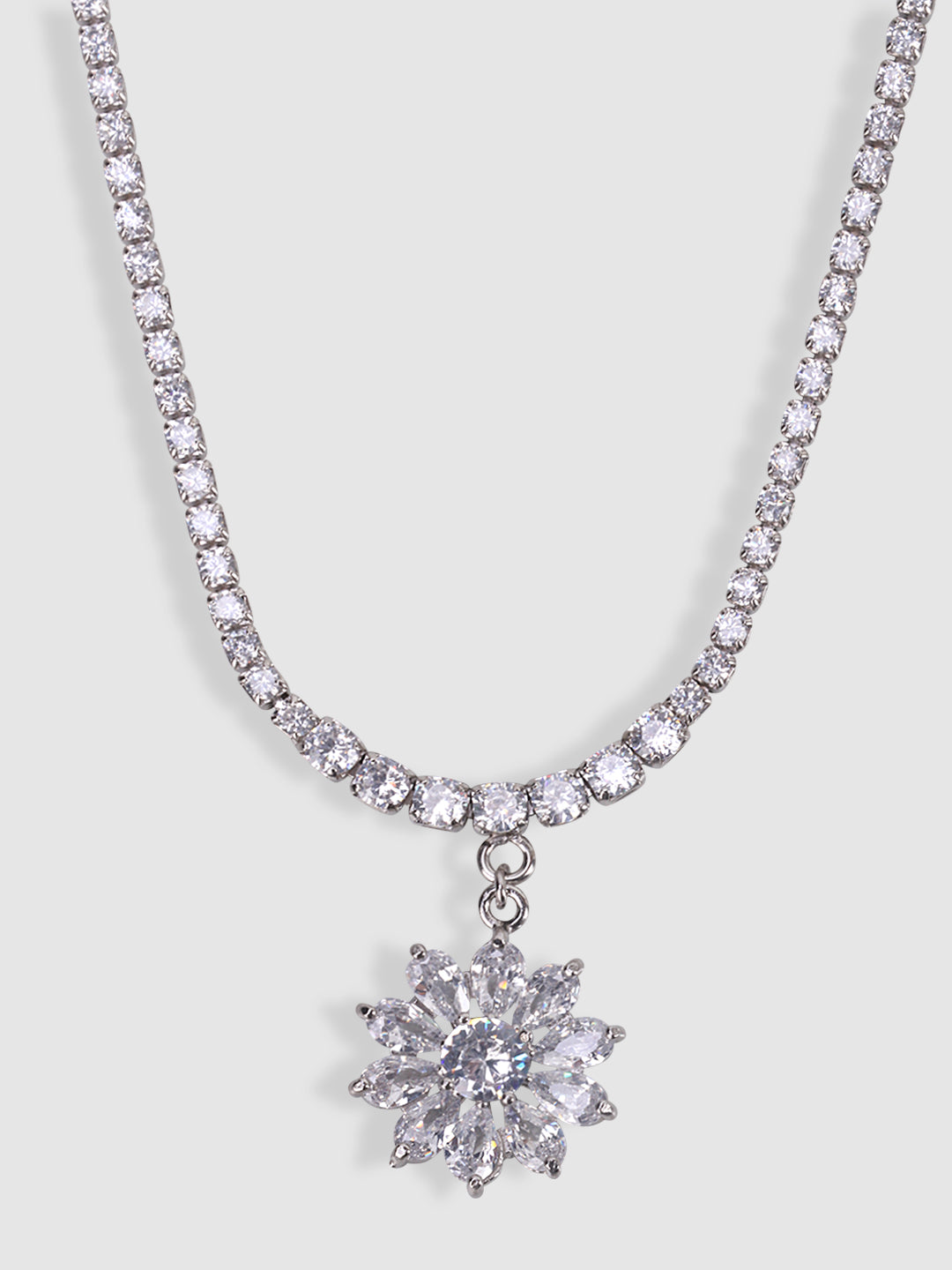 Woman Silver-Toned & White Silver-Plated Handcrafted Necklace