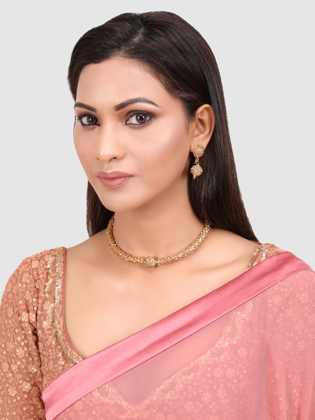 Gold-Plated Stone-Studded Tribal Jewelry Set