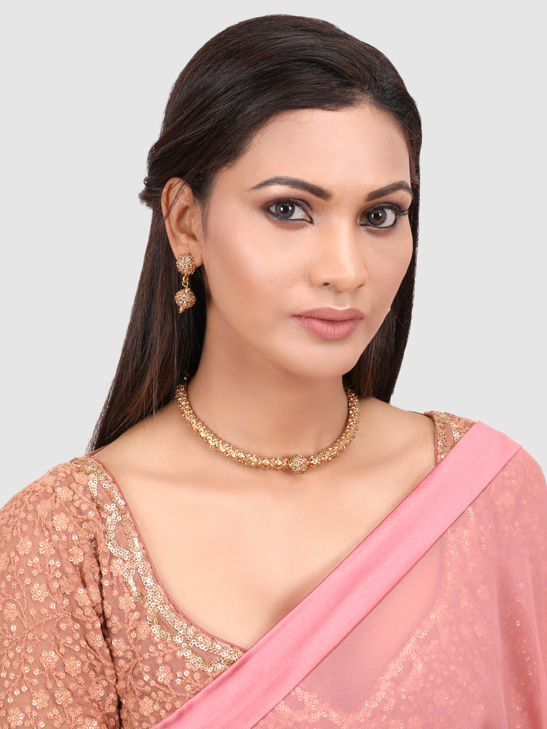 Gold-Plated Stone-Studded Tribal Jewelry Set