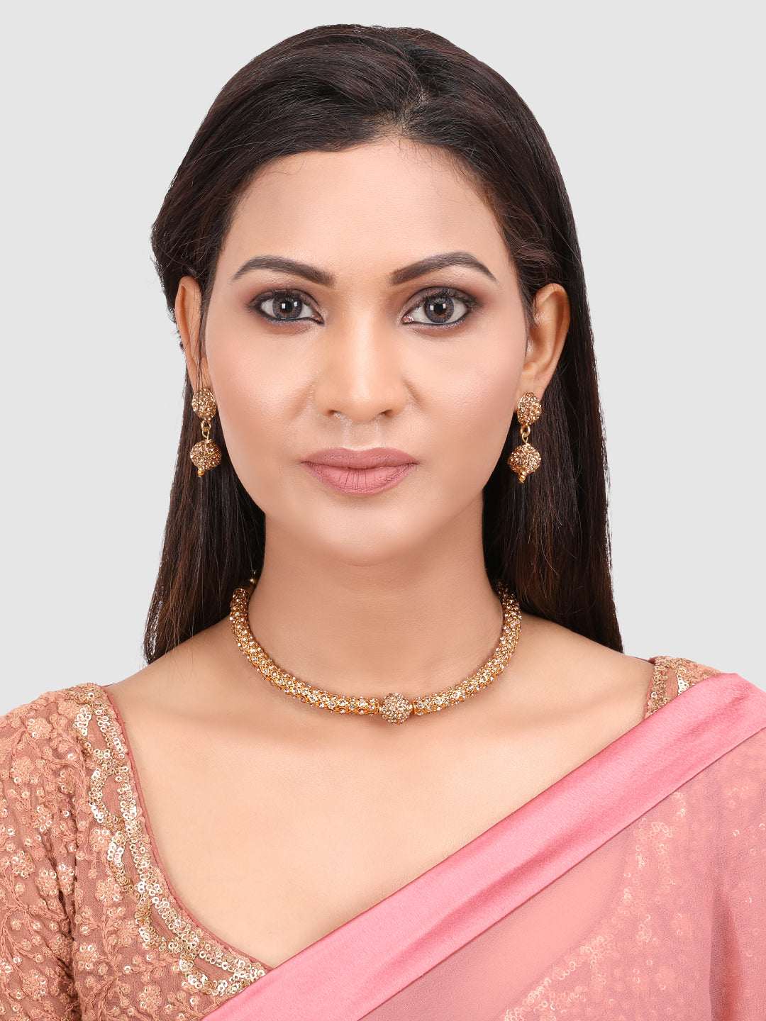 Gold-Plated Stone-Studded Tribal Jewelry Set