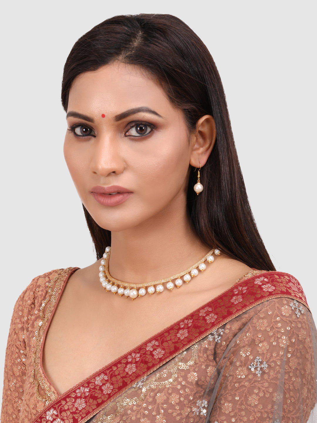 Off-White & Gold-Plated Pearl Beaded Necklace Sets