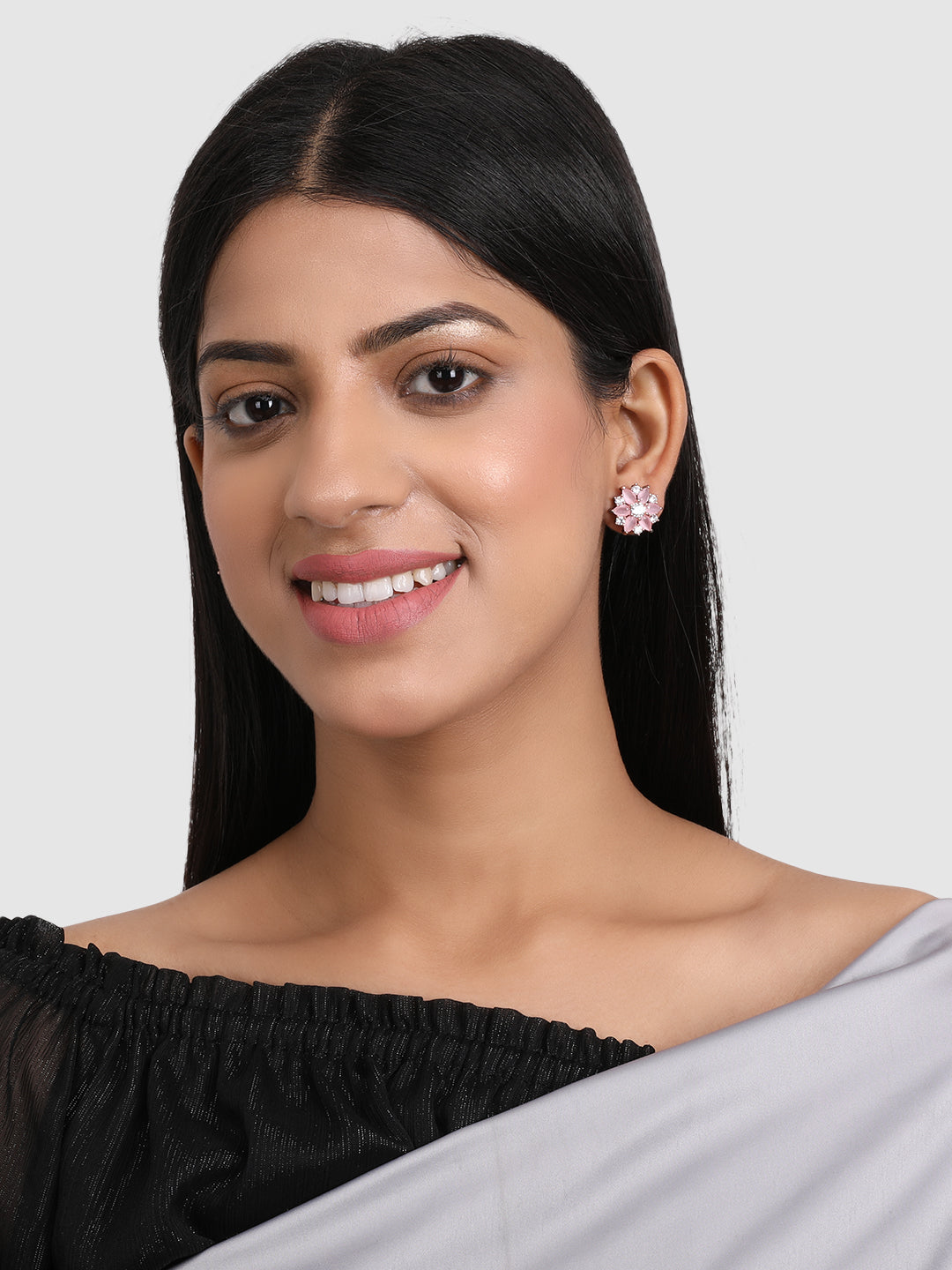 Pink Floral Studs Earrings