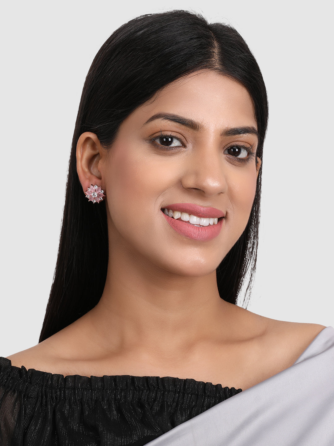 Pink Floral Studs Earrings