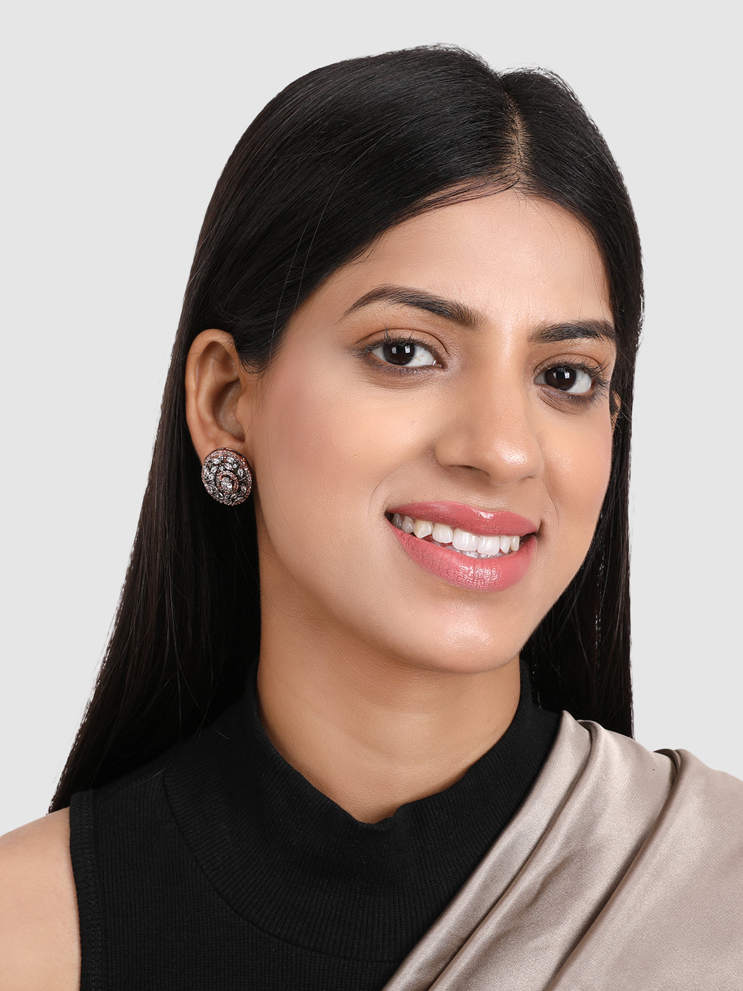 White Oval Studs Earrings