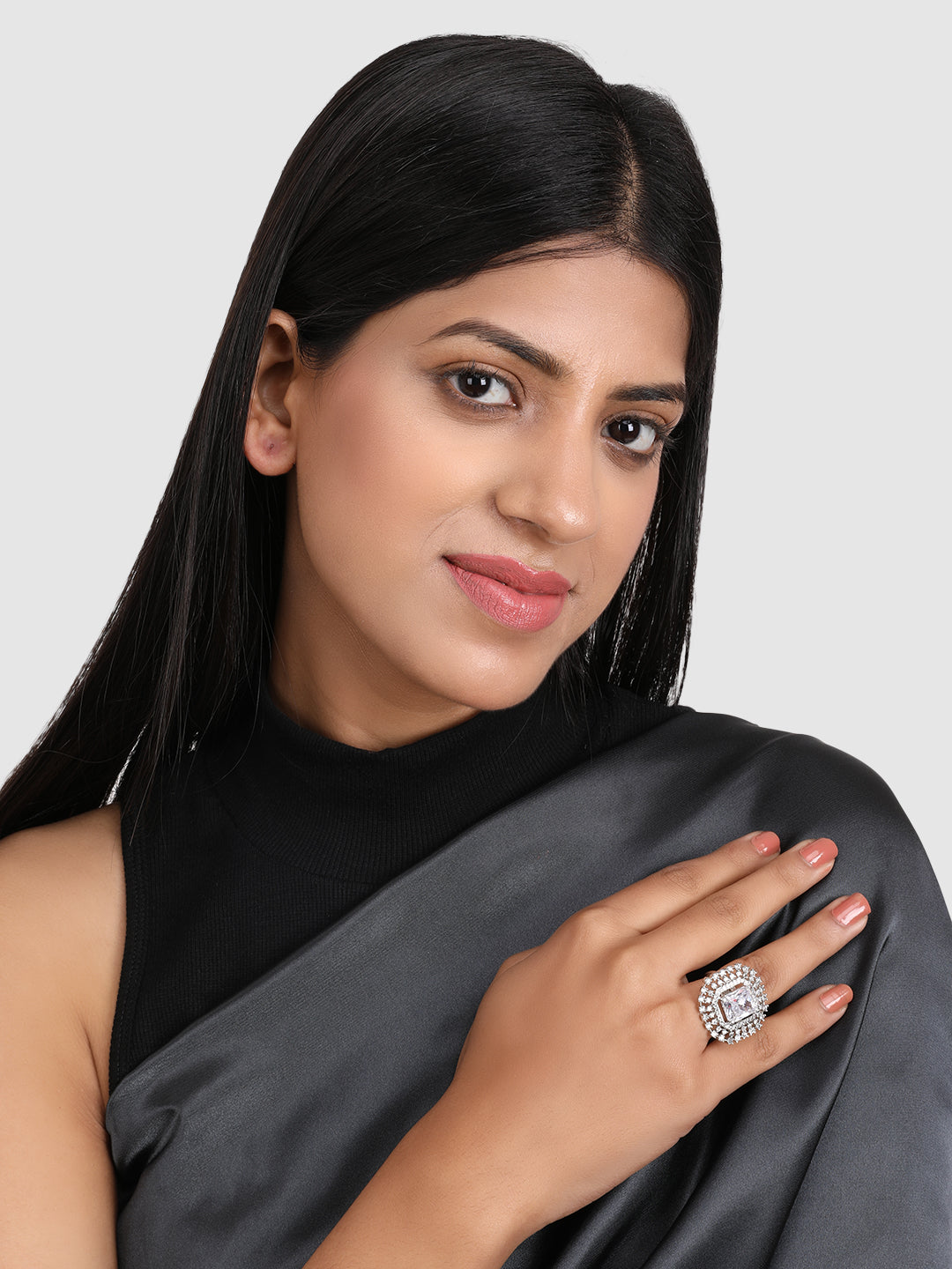 Jewels Gehna- Silver American Diamond Ring