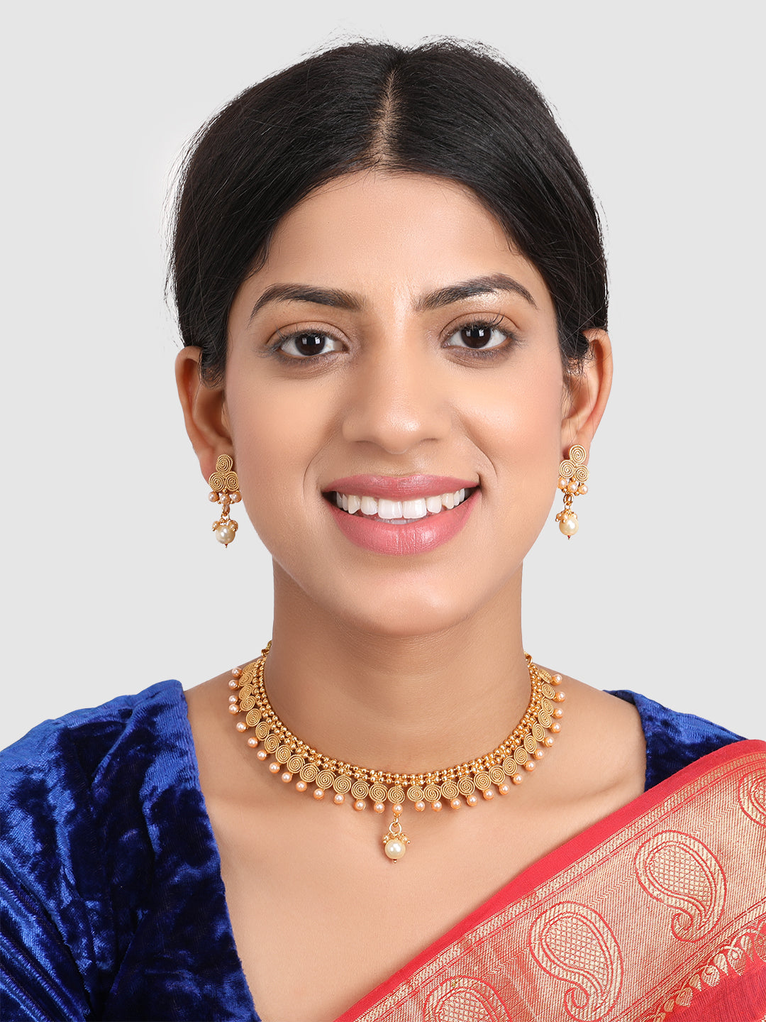 Gold-Plated Spiral Design Jewellery Set