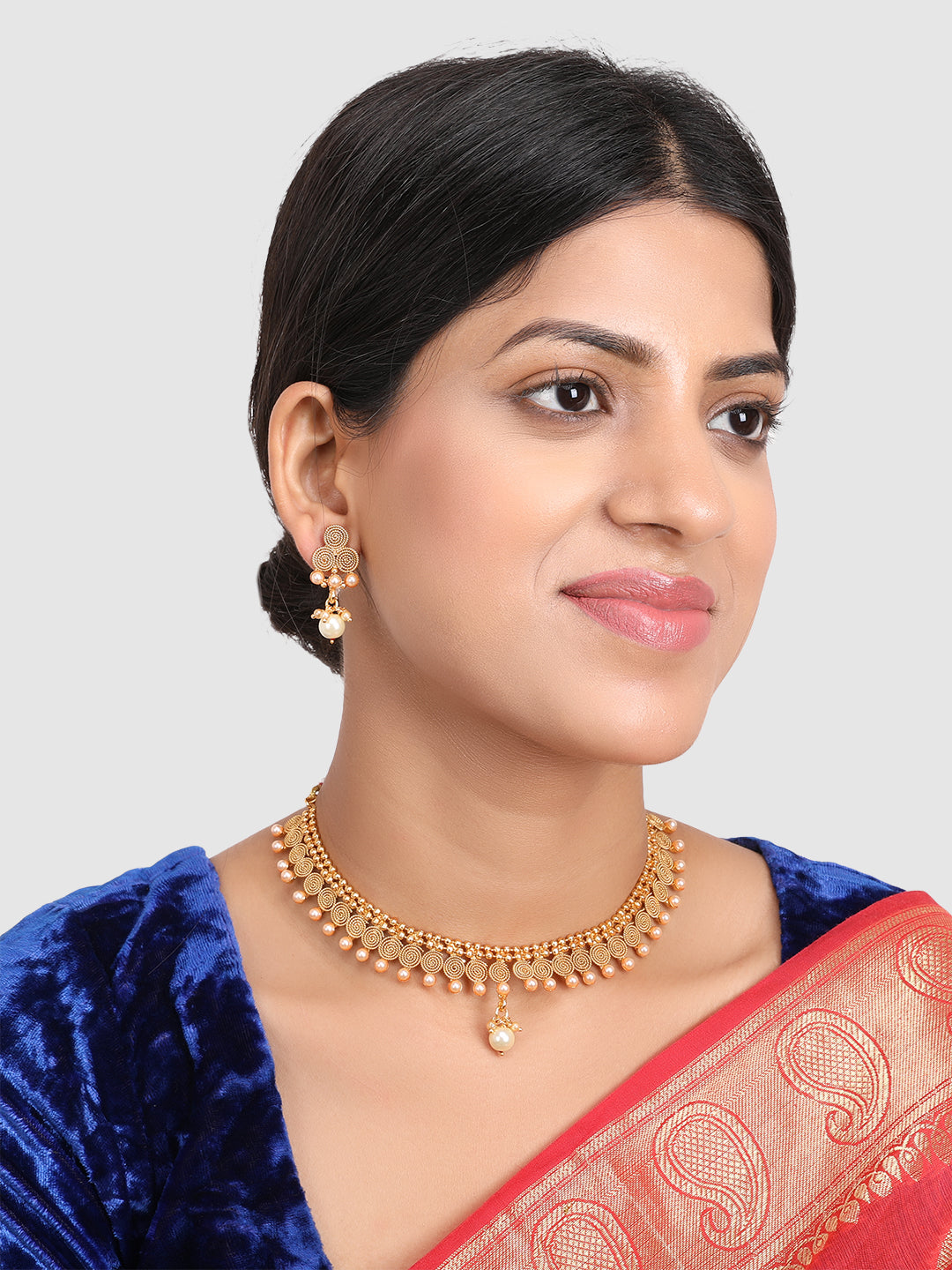 Gold-Plated Spiral Design Jewellery Set