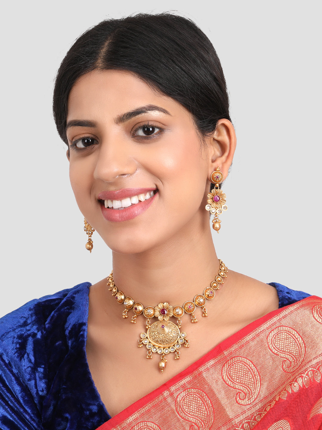 Gold-Plated AD-Studded Jewellery Set