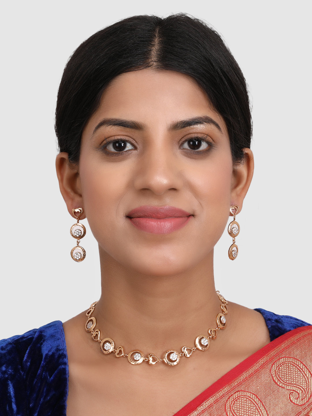 Gold-Plated White AD-Studded Jewellery Set
