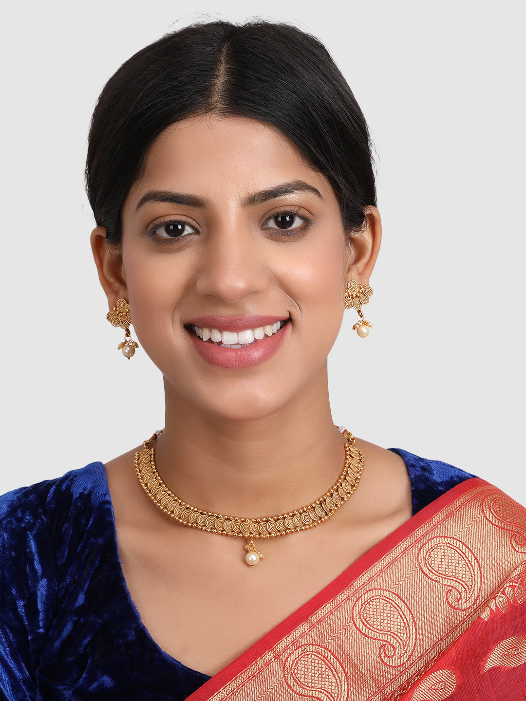 Gold-Plated Pearl-Beaded Jewellery Set