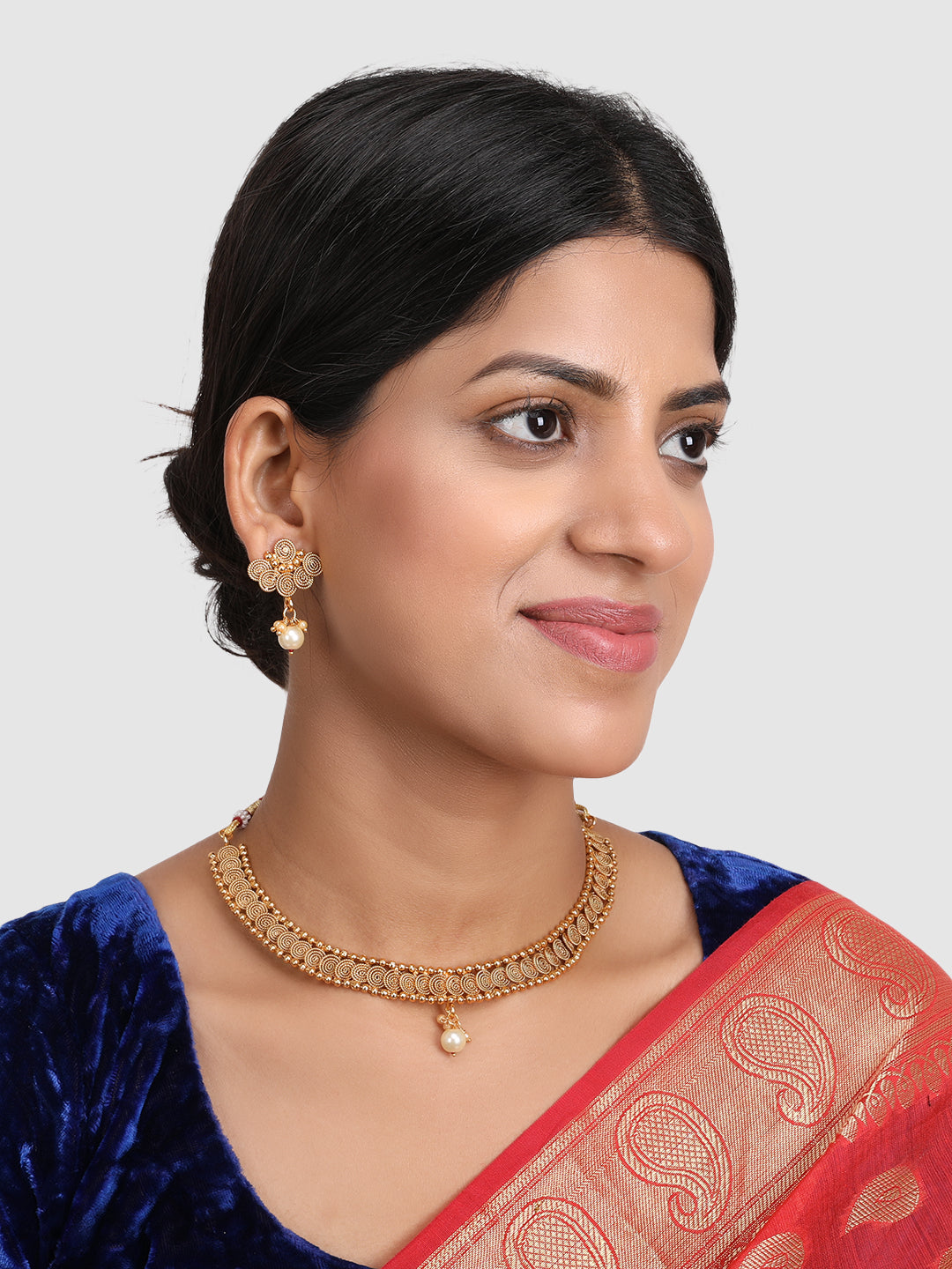 Gold-Plated Pearl-Beaded Jewellery Set