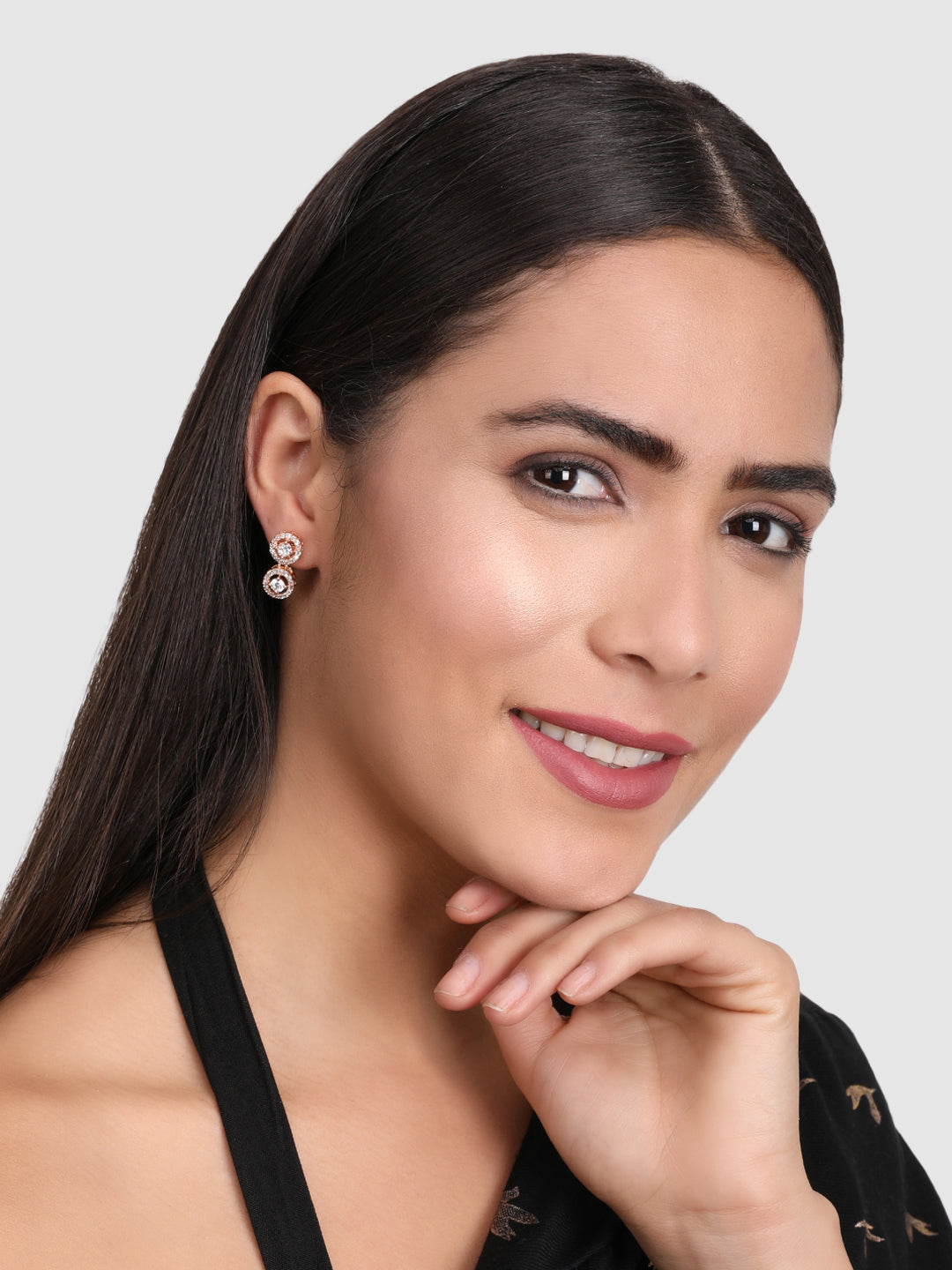 Set Of 2 Rose Gold Contemporary Studs Earrings