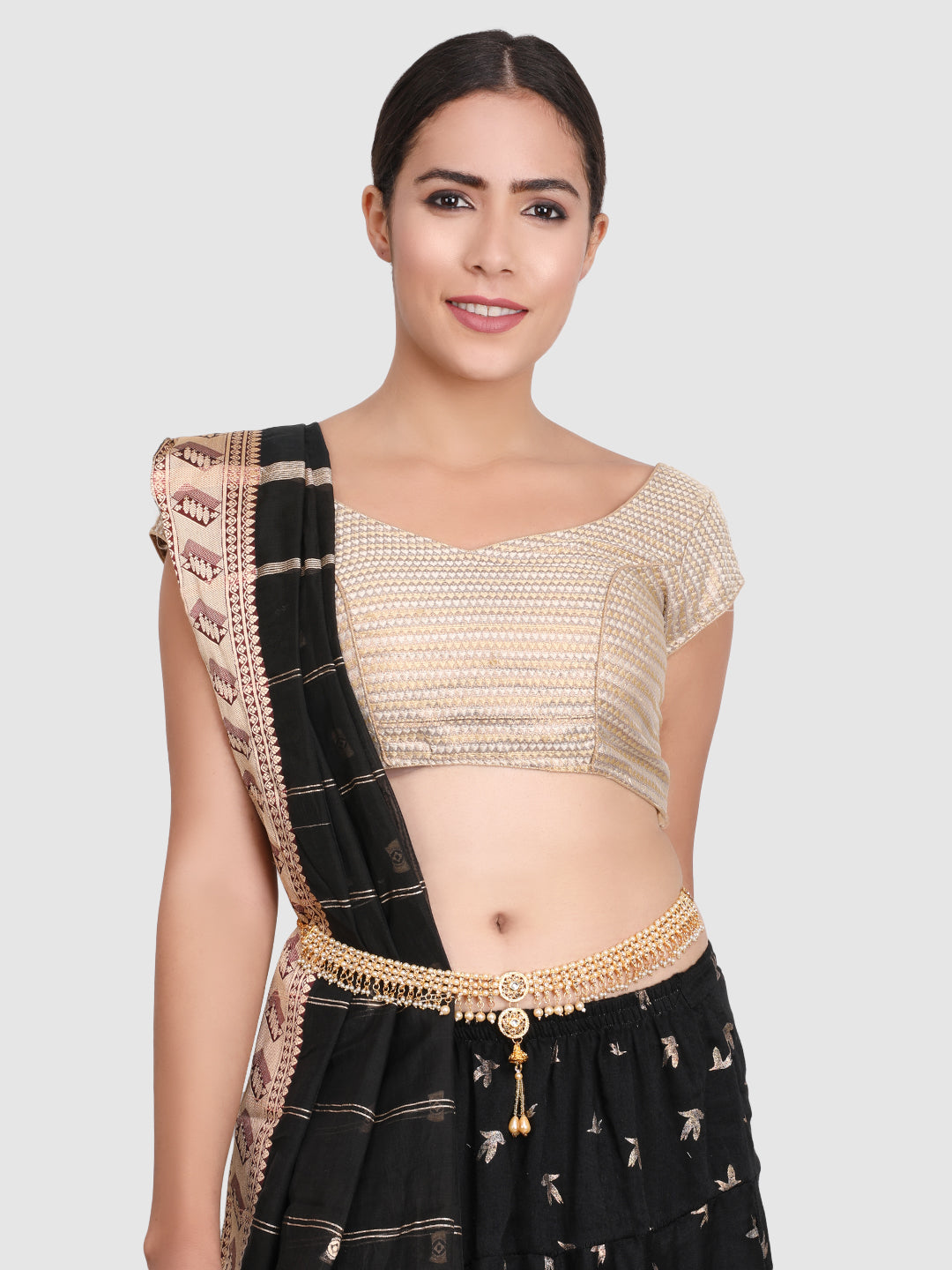 Women Gold Plated Kundan Studded & Beaded Traditional Kamarbandh