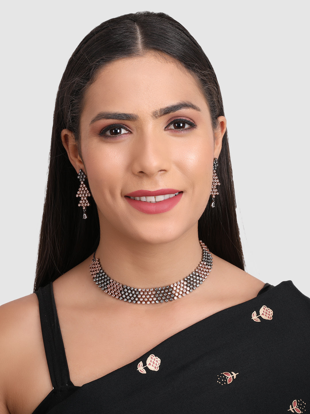 Jewels Gehna Silver plated American Diamond Necklace