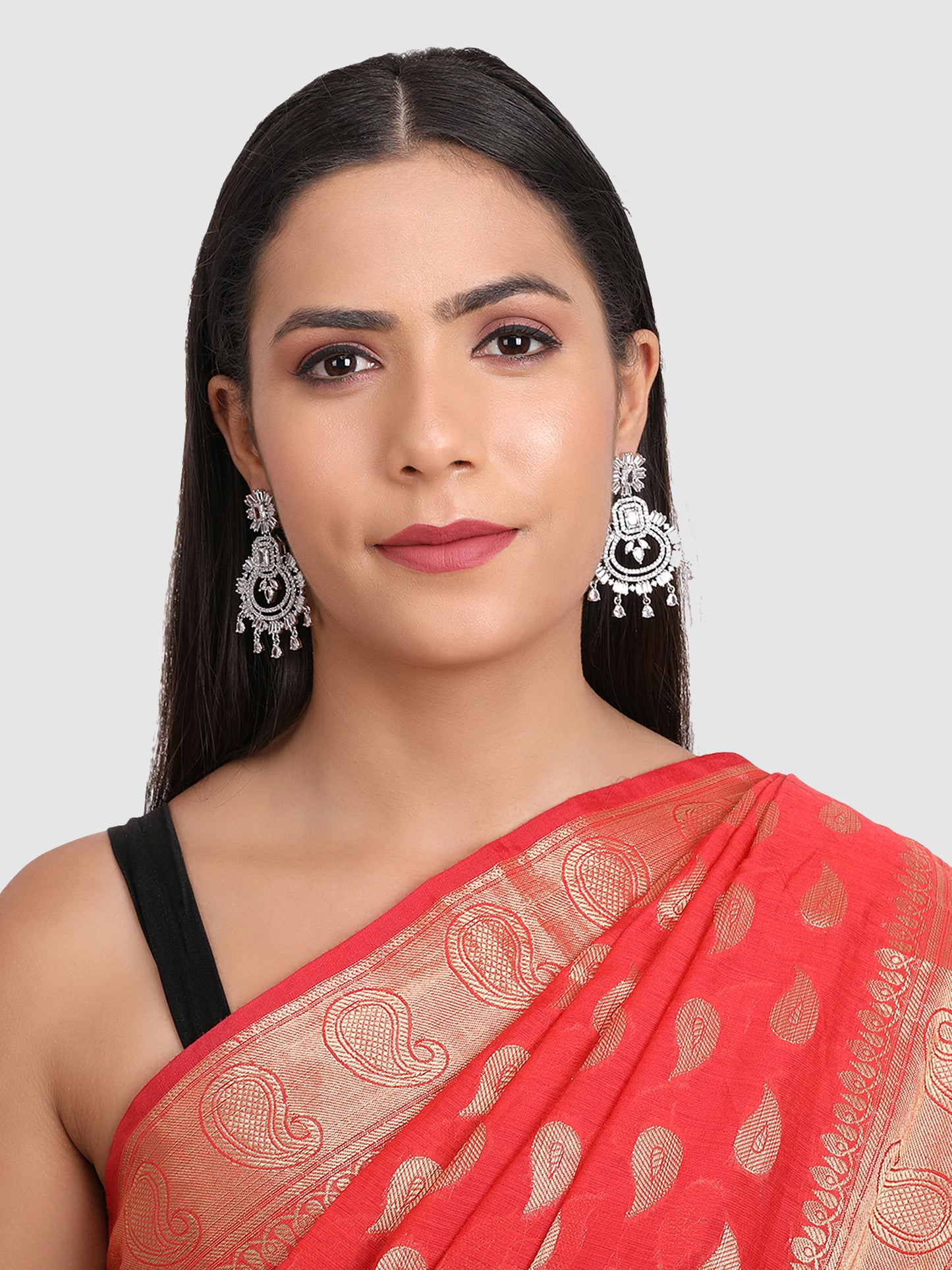 White & Silver Plated Quirky Chandbalis Earrings