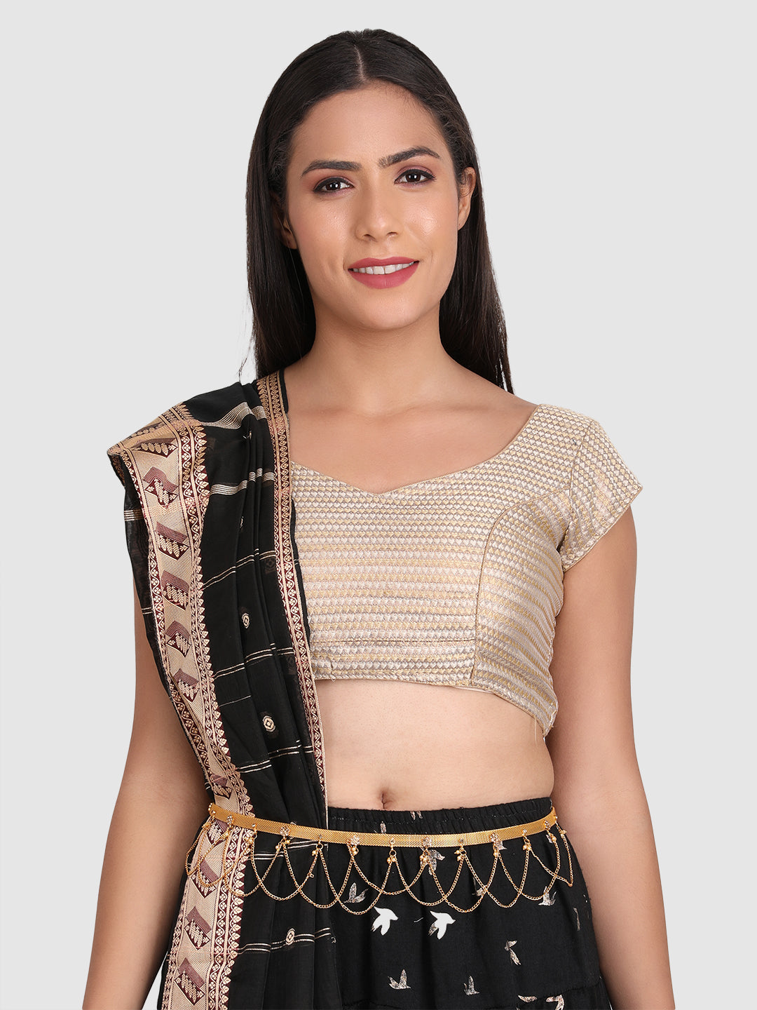 Women Gold-Plated Yellow Kundan Studded Waist Chain