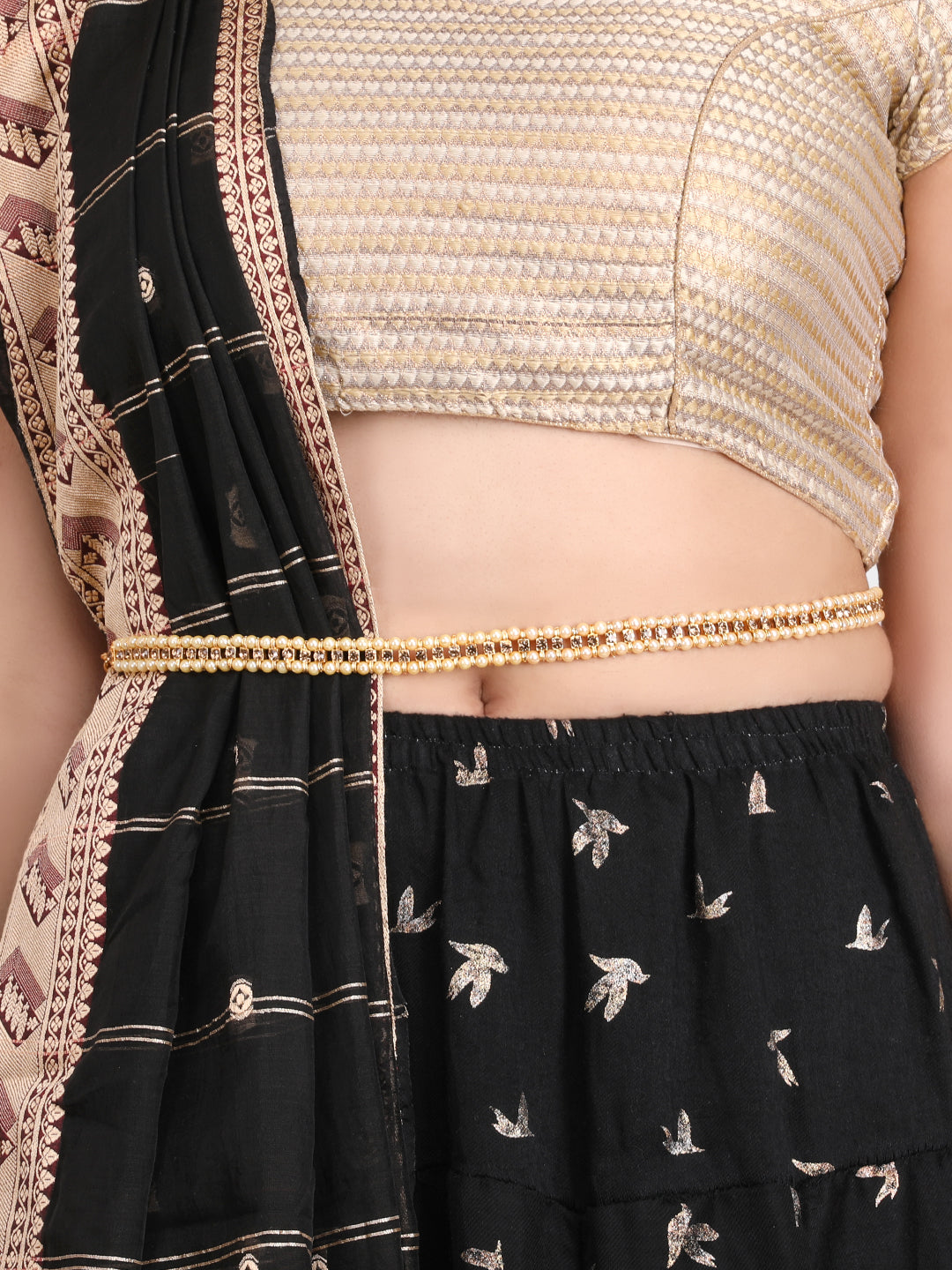 Women Gold Plated Kundan Studded & Beaded Traditional Kamarbandh