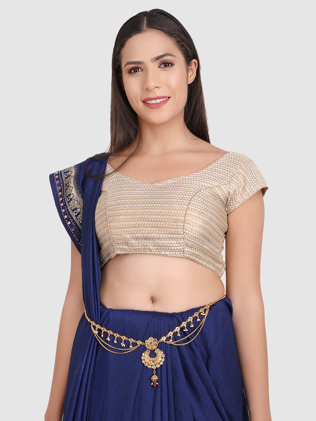 Women Gold Plated Red Kundan-Studded & Beaded Kamarband