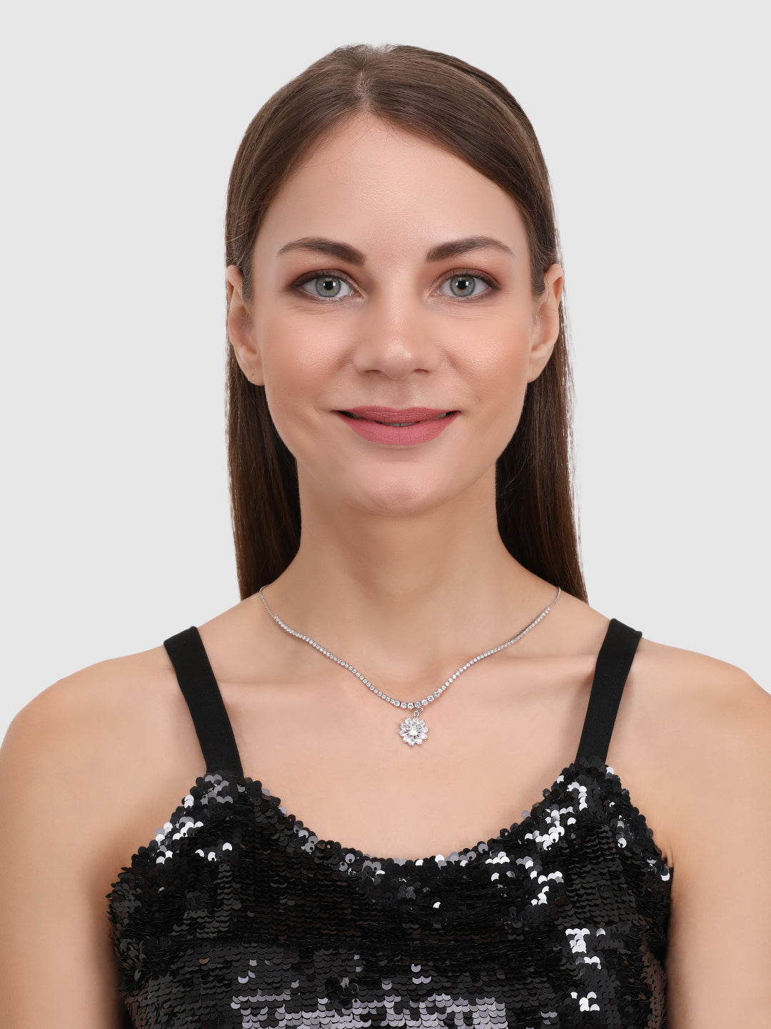 Woman Silver-Toned & White Silver-Plated Handcrafted Necklace