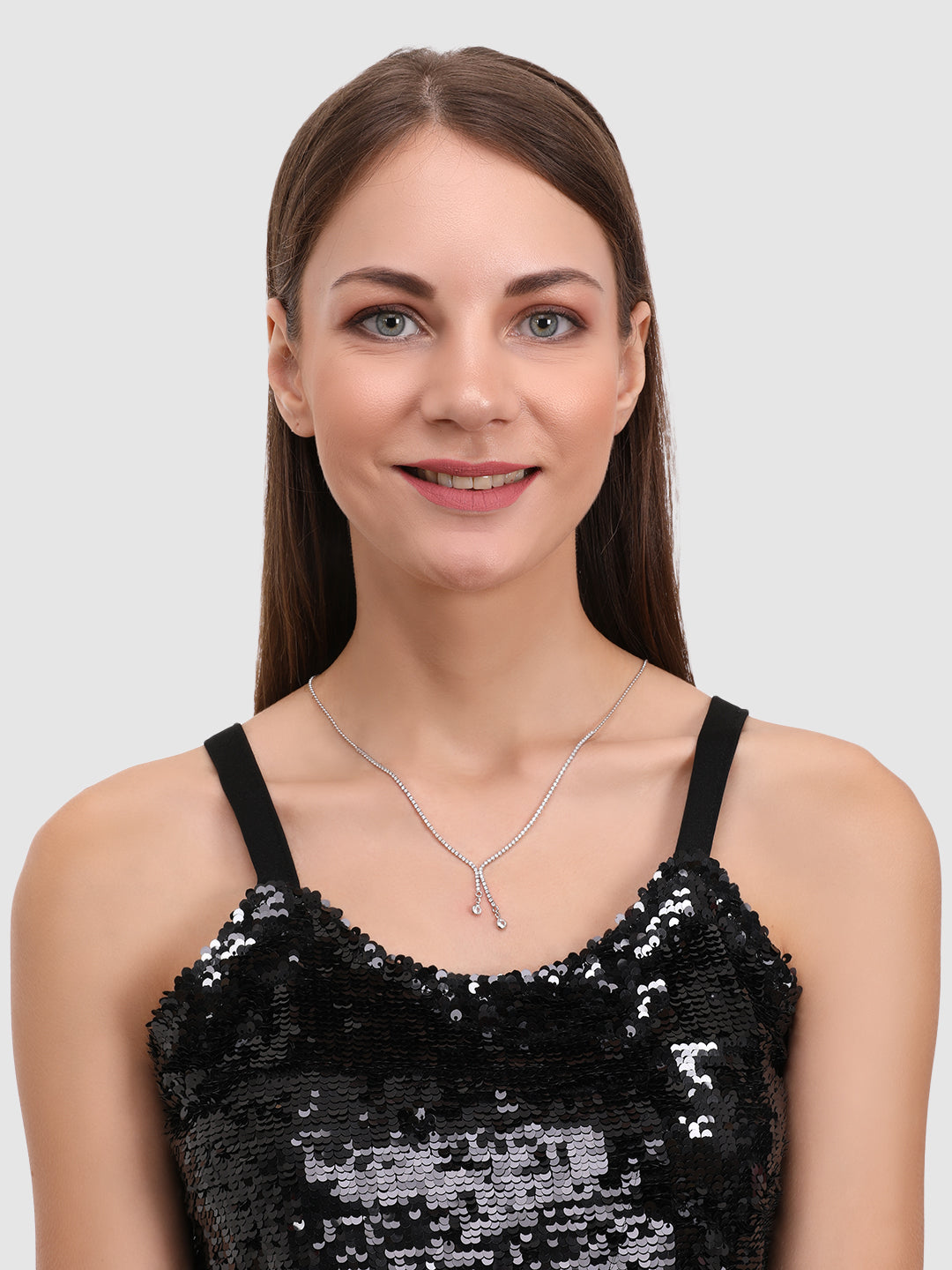 Woman Silver-Toned & White Silver-Plated Handcrafted Necklace