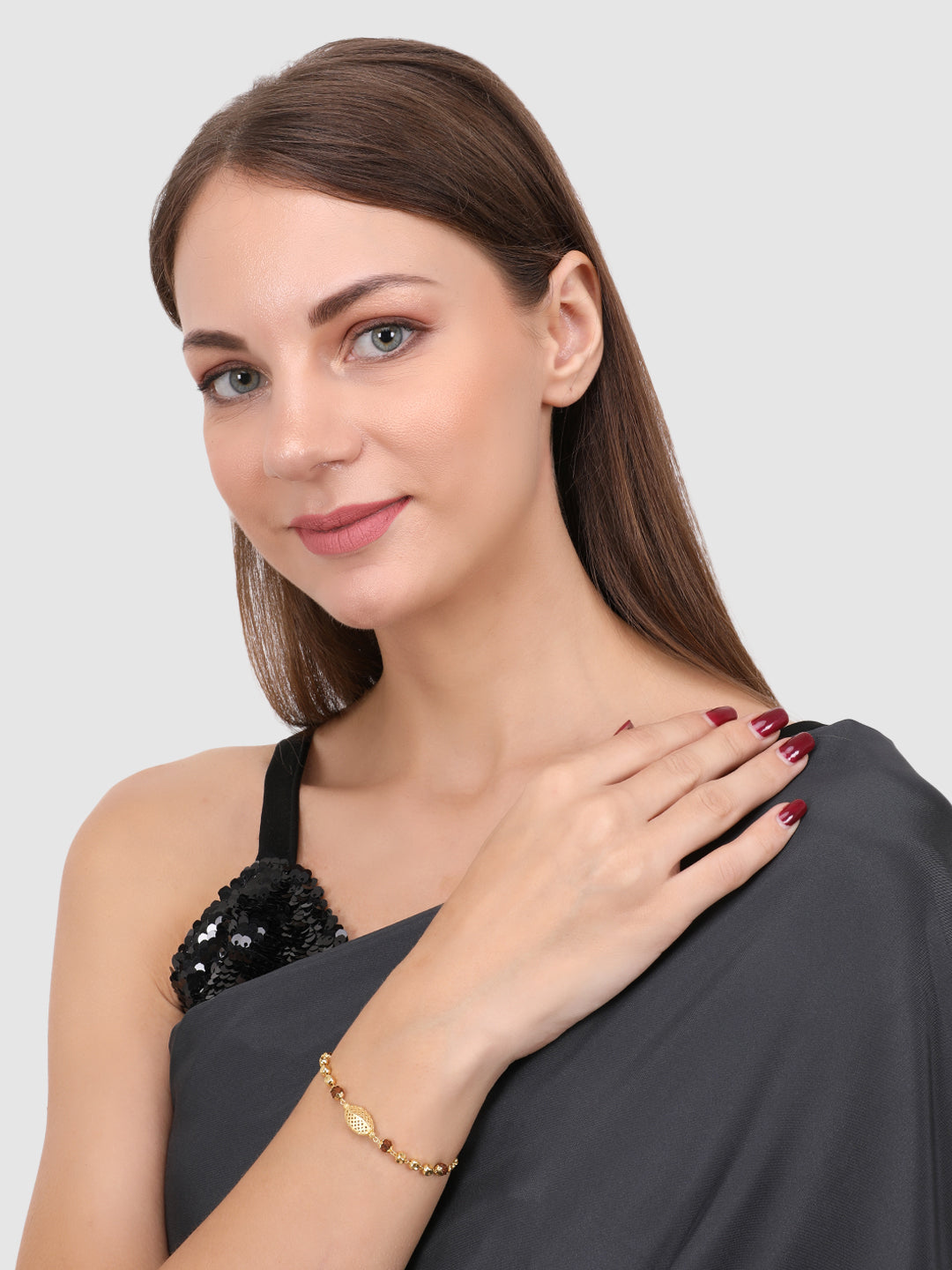 Women Gold-Toned & Brown Gold-Plated Charm Bracelet