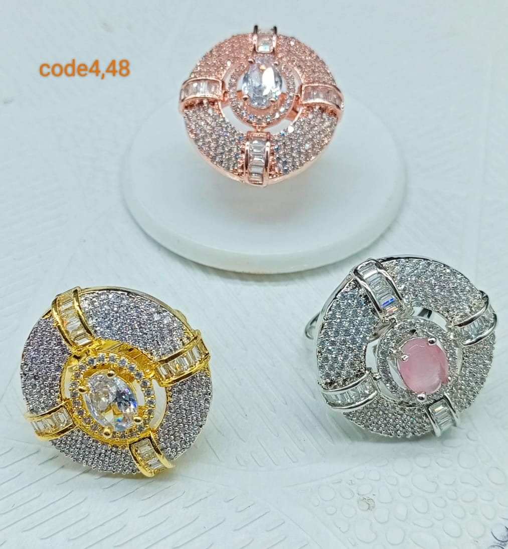 Sparkling Elegance: Adjustable American Diamond Studded Designer Rings